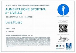 Diploma alimentazione sportiva 1mo livello